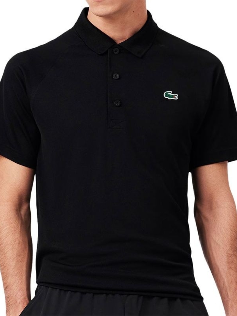 Nwt Lacoste Sport Black Core Performance Polo with Green Crocodile Logo